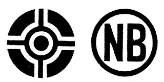 社章（左）と商標（右）